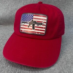 American Flag AR-15 Rifle Mens Red Gelante Baseball Hat Adjustable OSFA